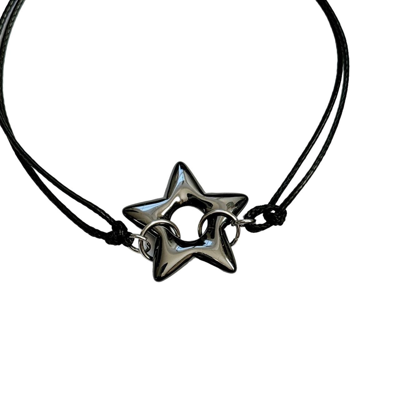 Black Puffy Star Cord Bracelet