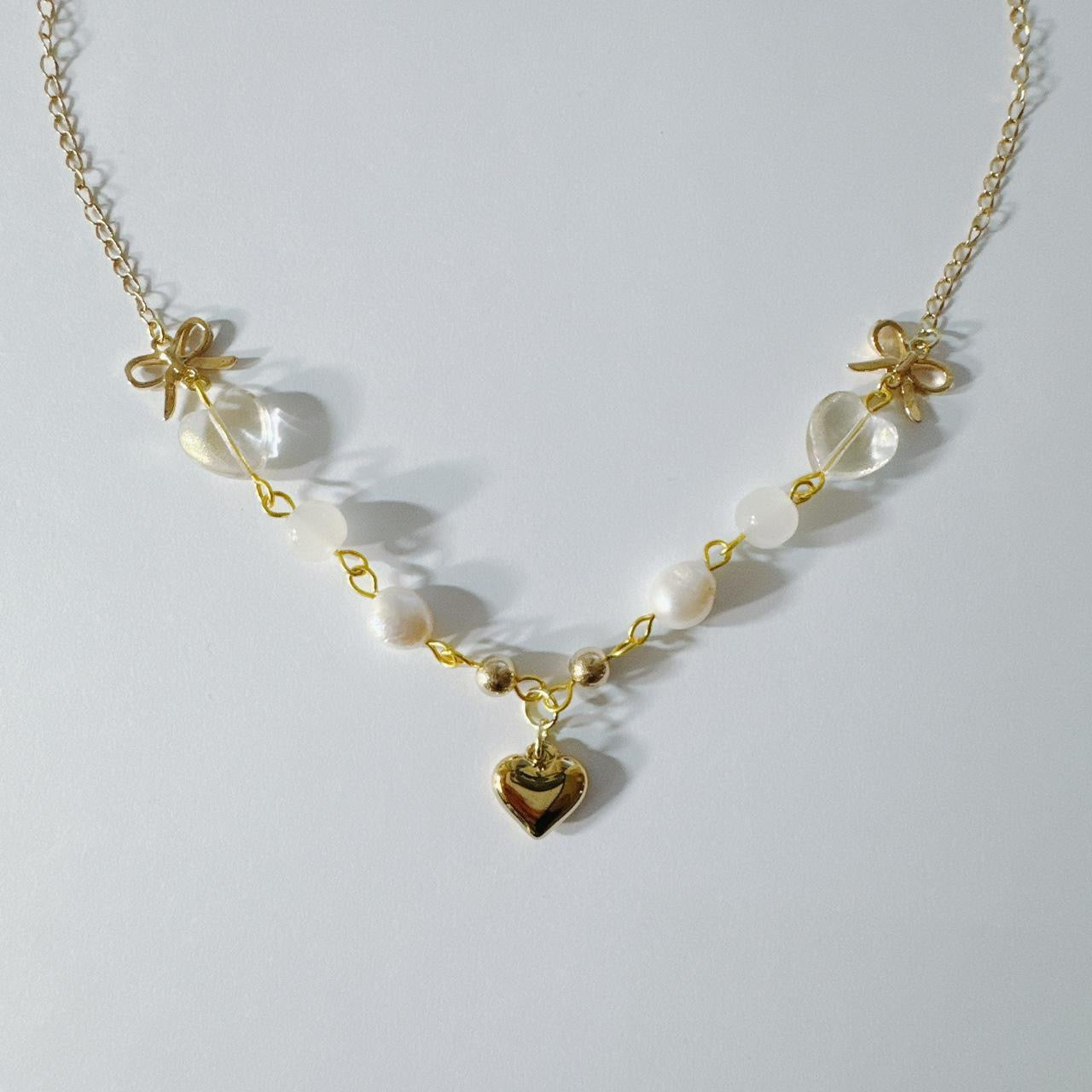 Gold Heart Beaded Necklace