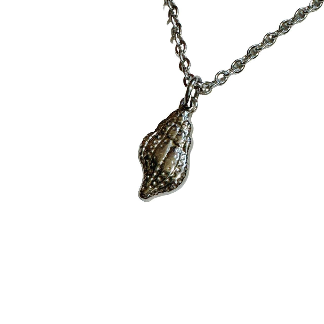 silver sea snail shell necklace