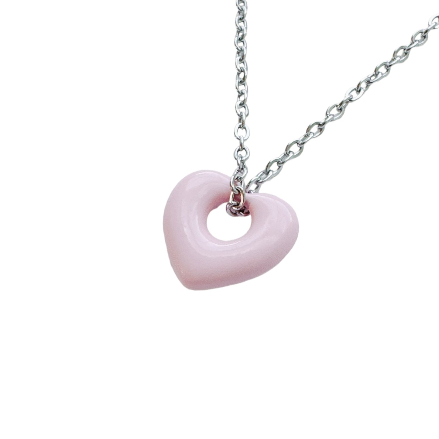 Pink Puffy Heart Necklace