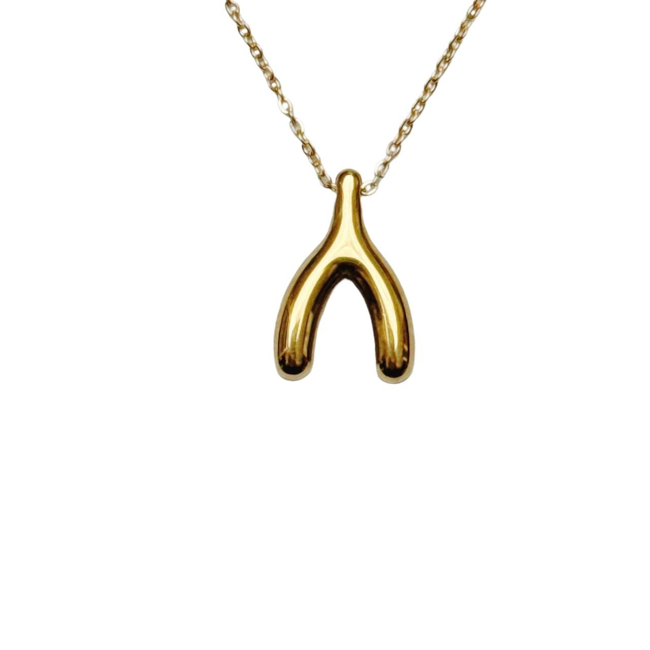 Gold Wishbone Necklace