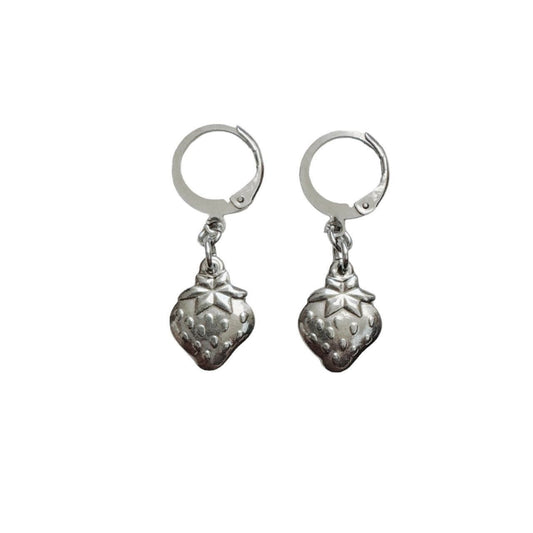 Silver Strawberry Earrings