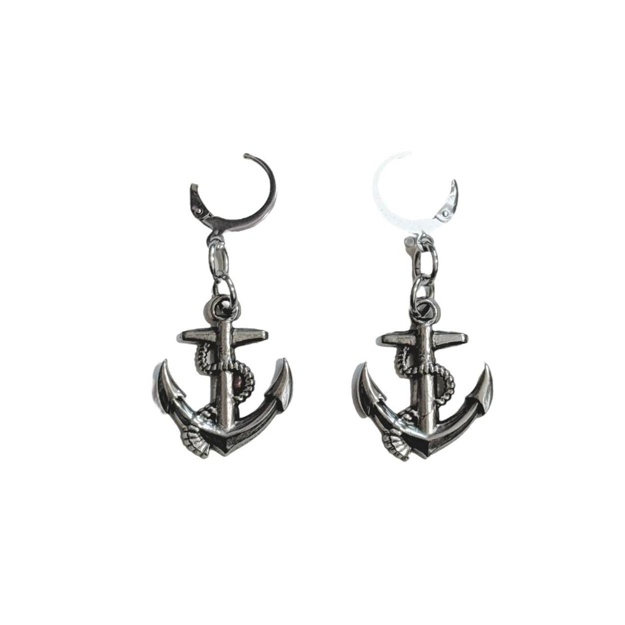 silver anchor earrings