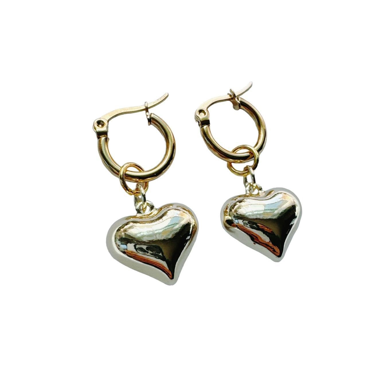 Gold Heart Hoop Earrings