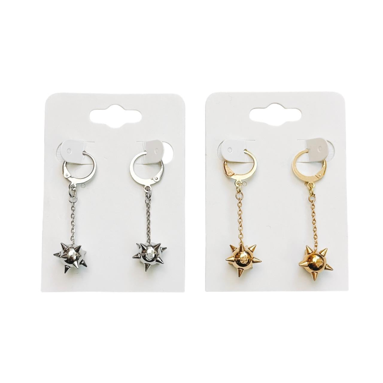 gold spike ball chain earrings