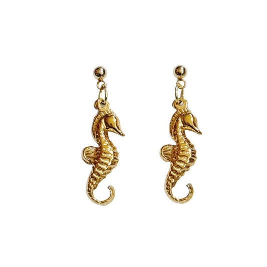 gold seahorse earrings