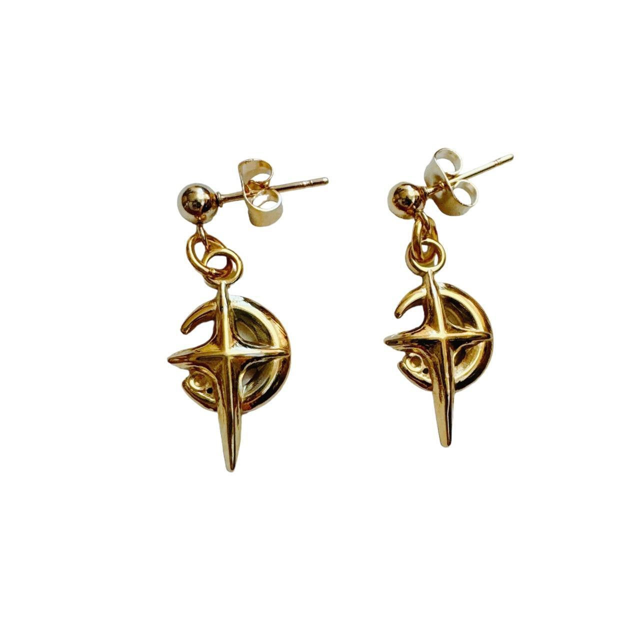 Gold Star Sparkle Moon Earrings