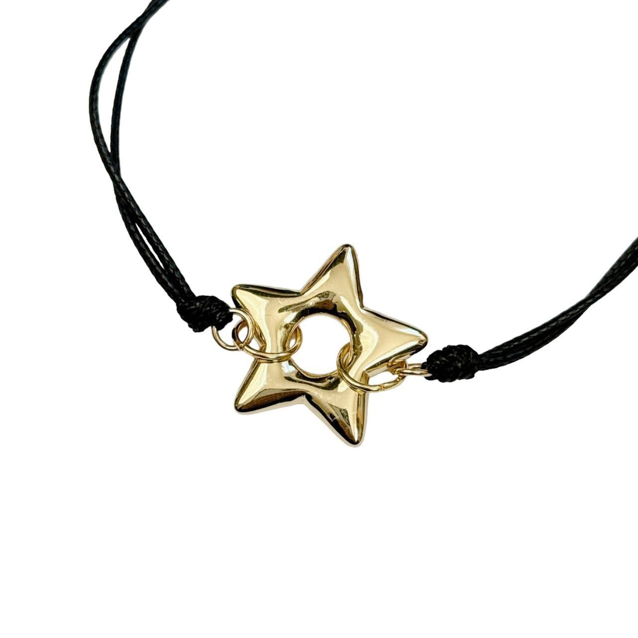 Gold Puffy Star Cord Bracelet