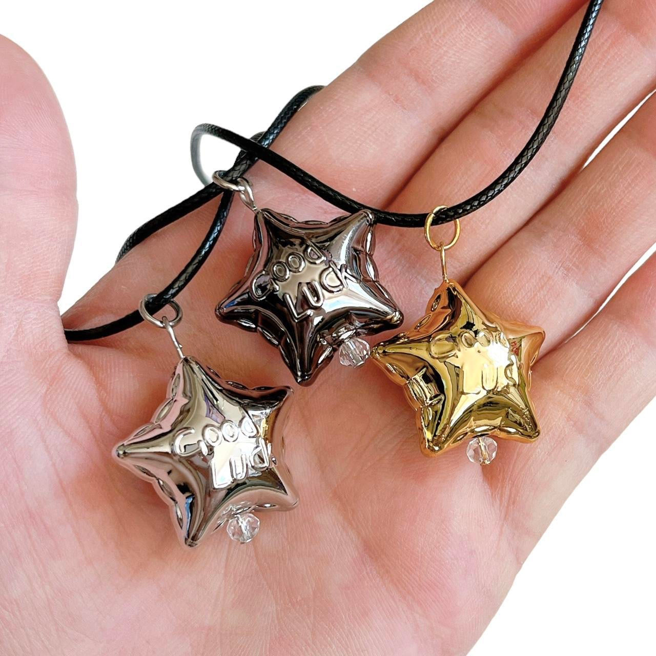 Black Good Luck Star Necklace