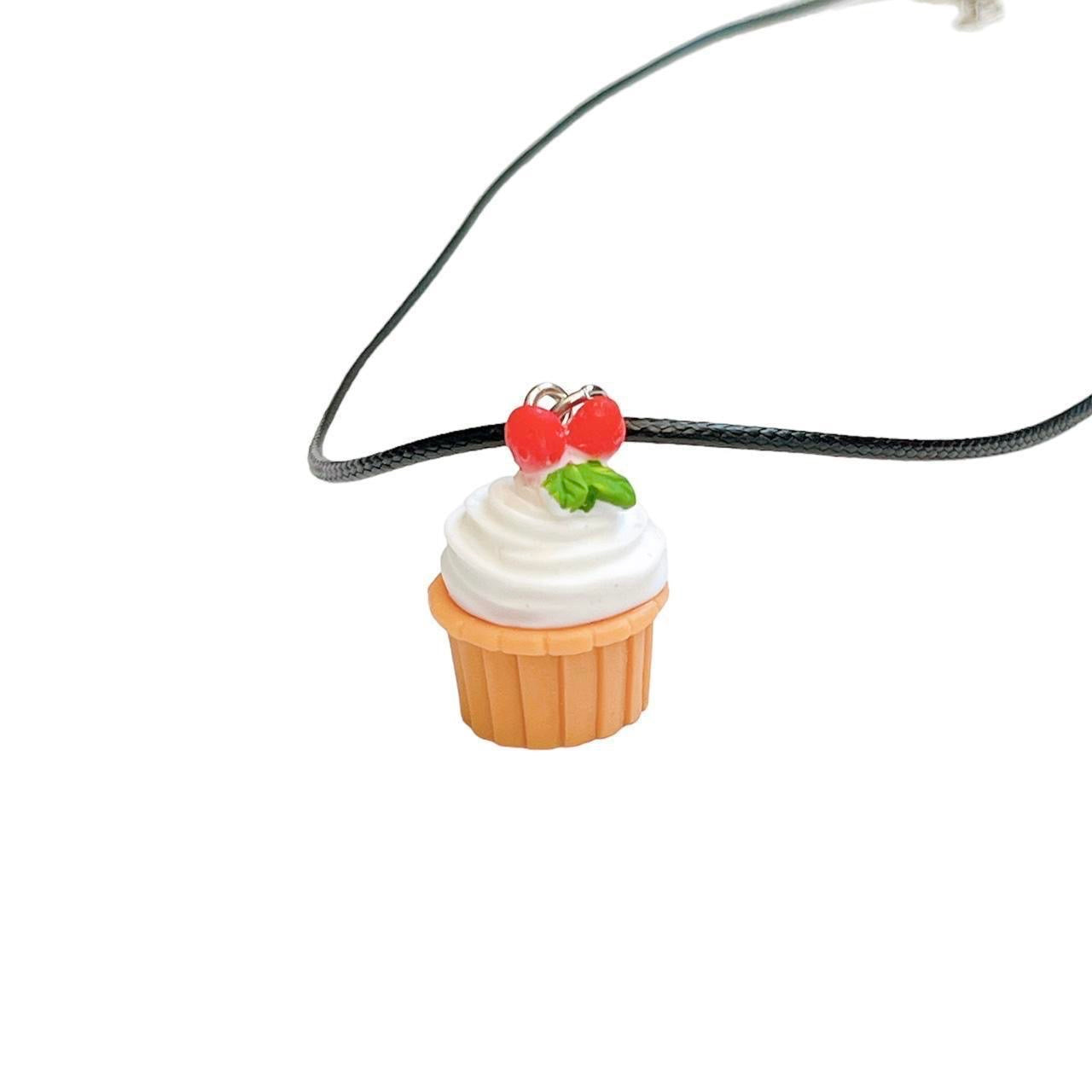 Strawberry Cupcake Cord Necklace