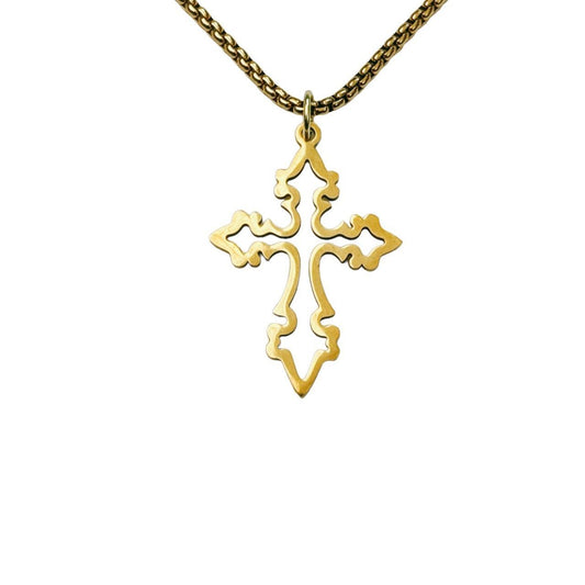 gold hollow cross necklace