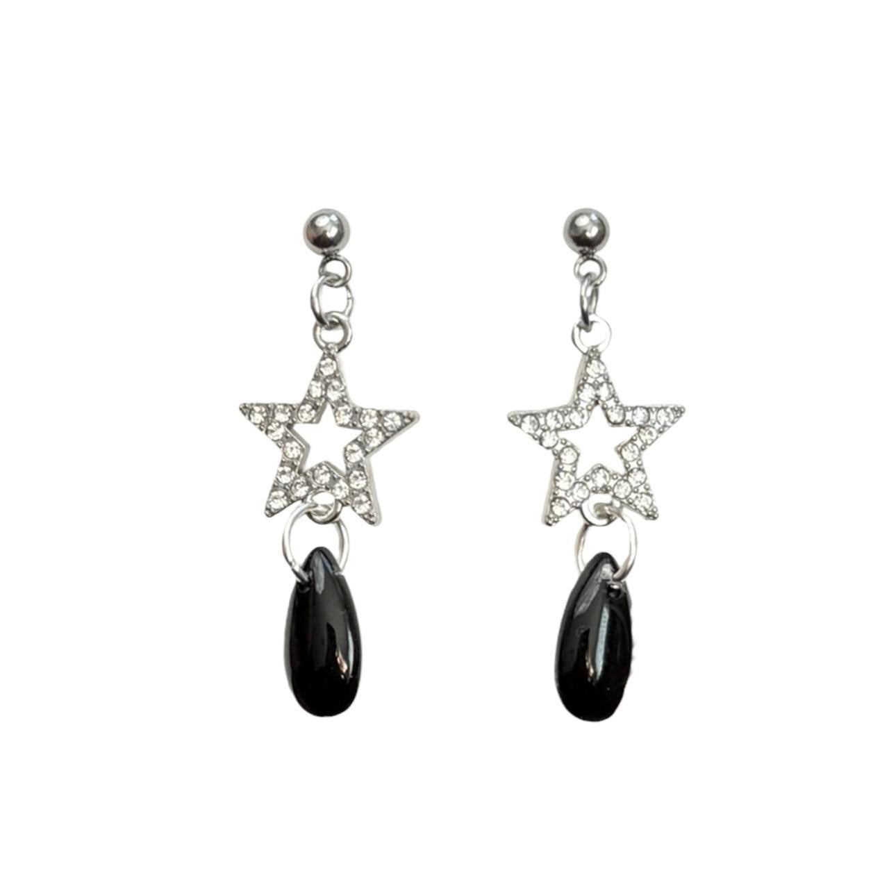 Dripping Rhinestone Star Earrings