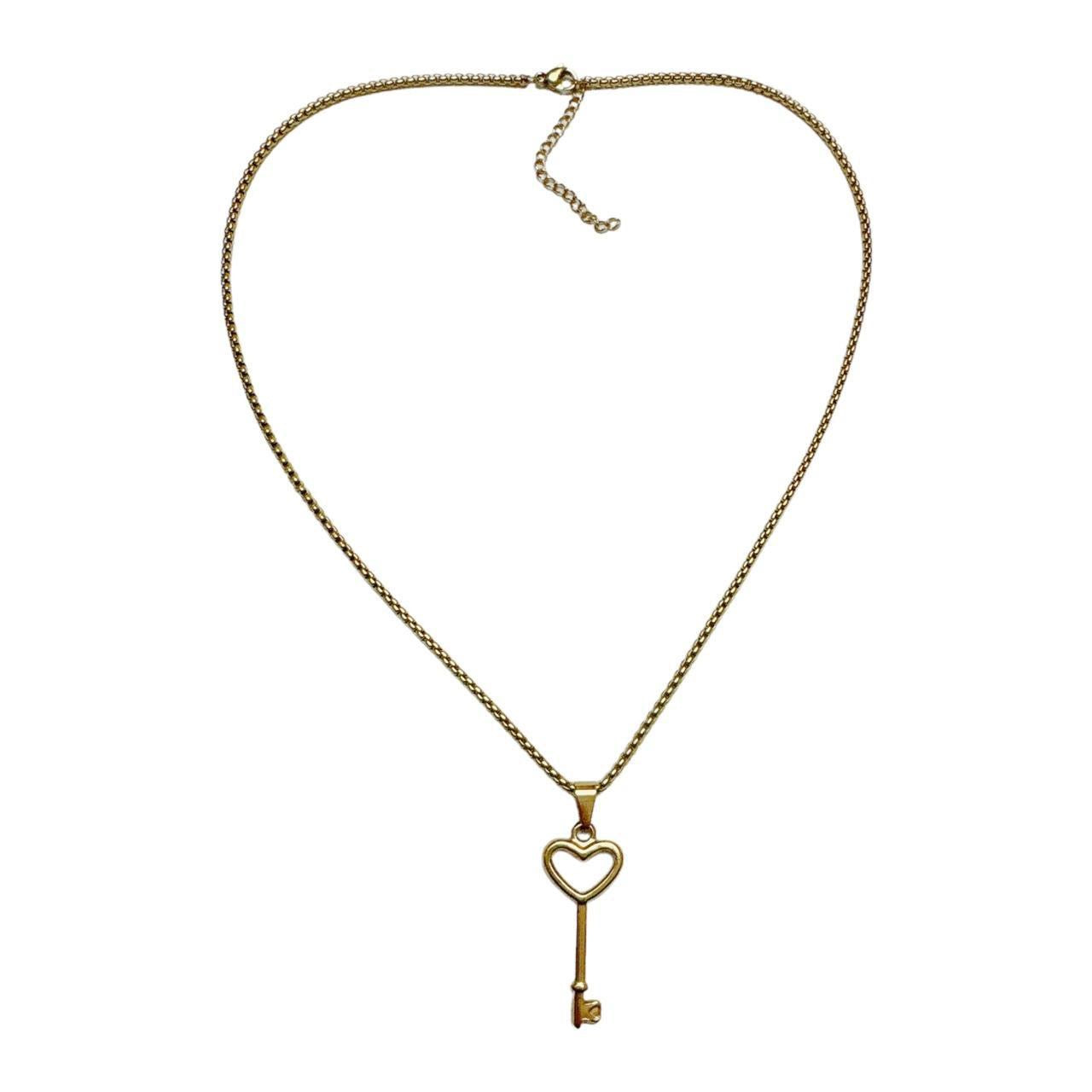 Gold Heart Key Necklace