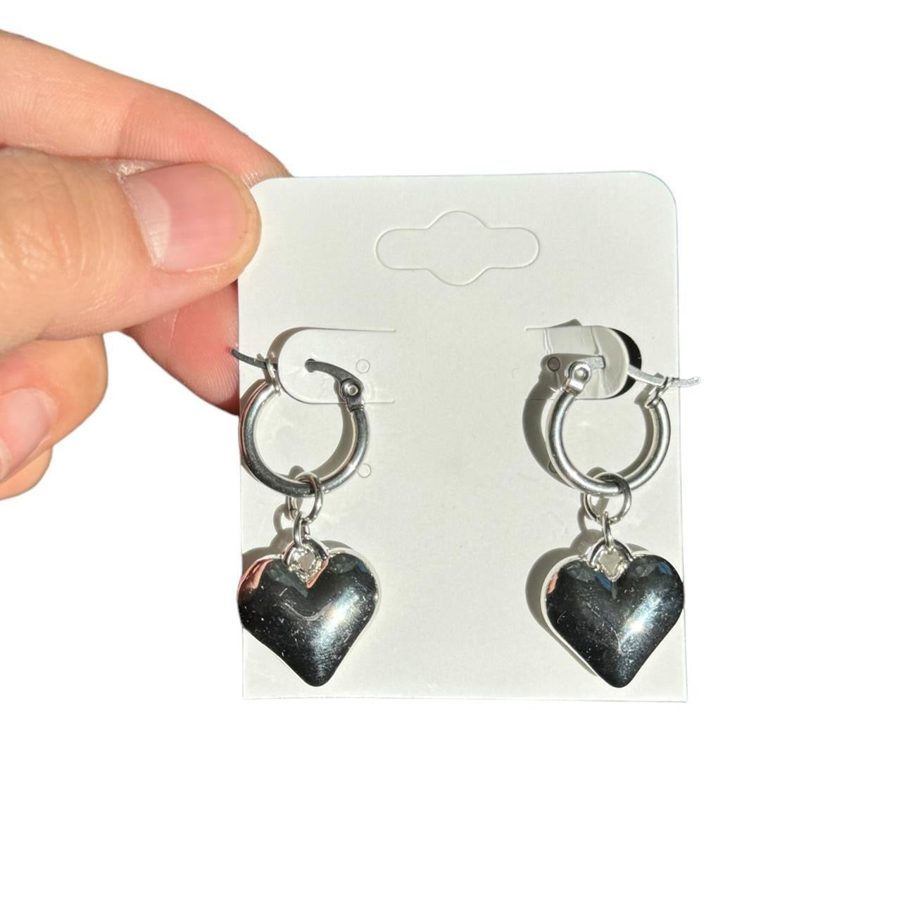 Silver Heart Hoop Earrings