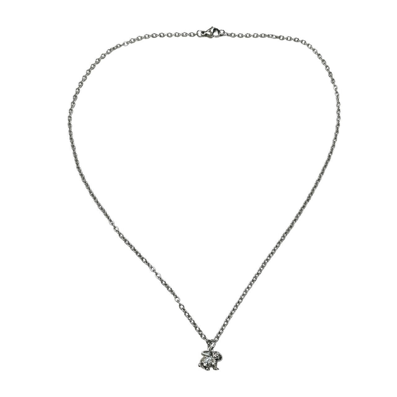 silver bunny necklace