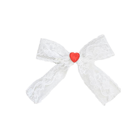 Lace Heart Bow Hair Clip