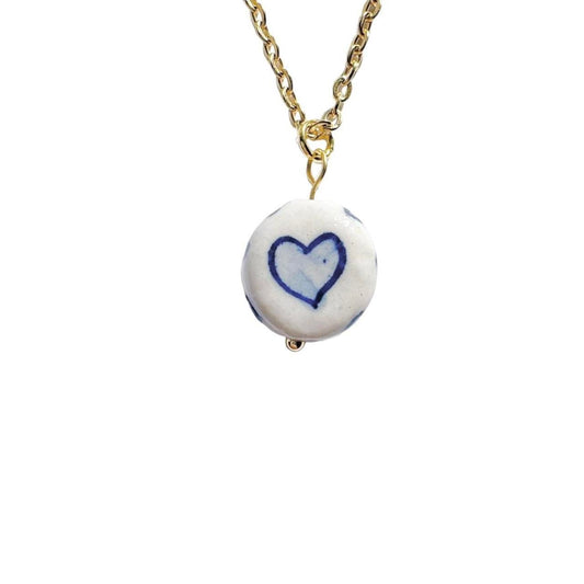 Gold Porcelain Heart Necklace