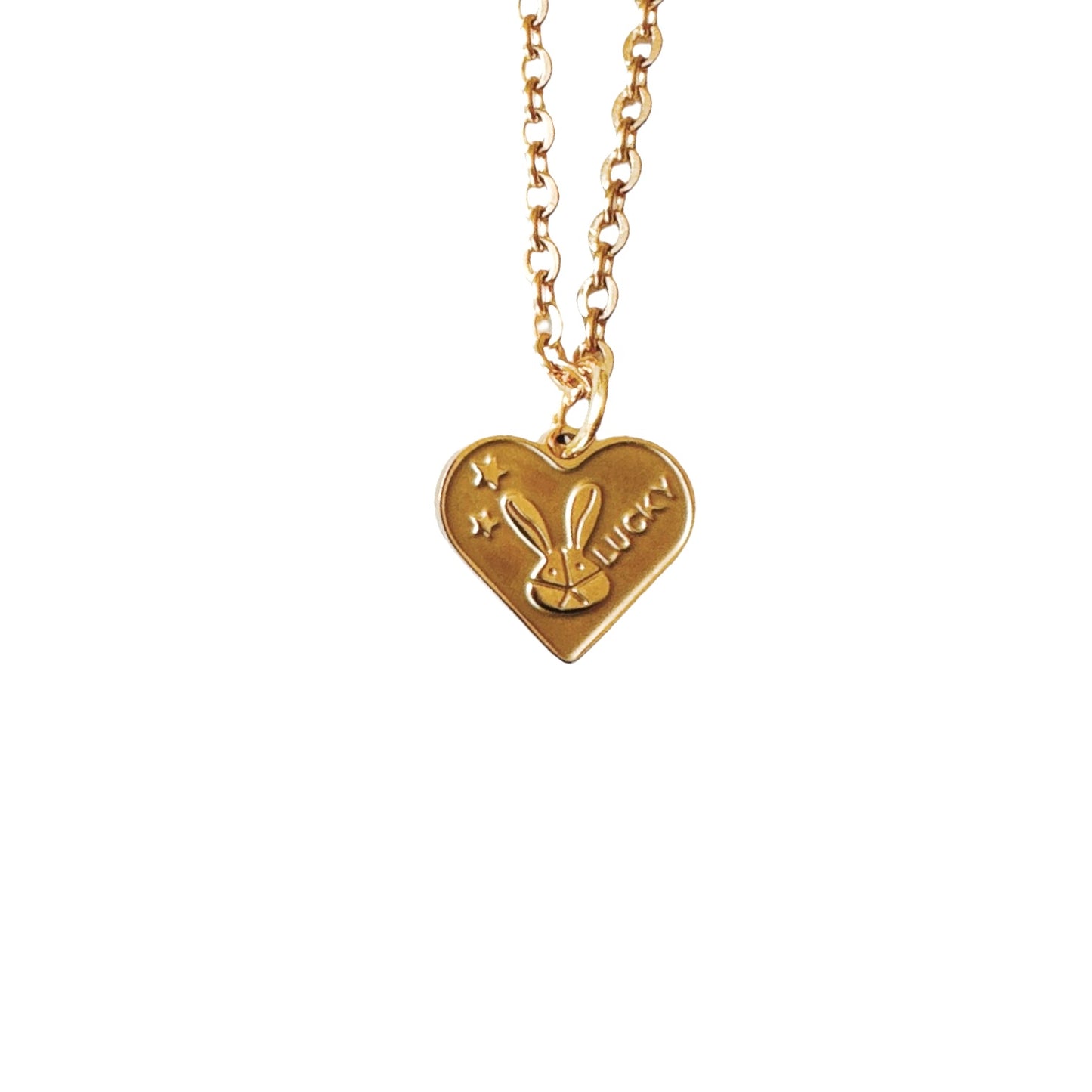 Gold Lucky Bunny Heart Necklace