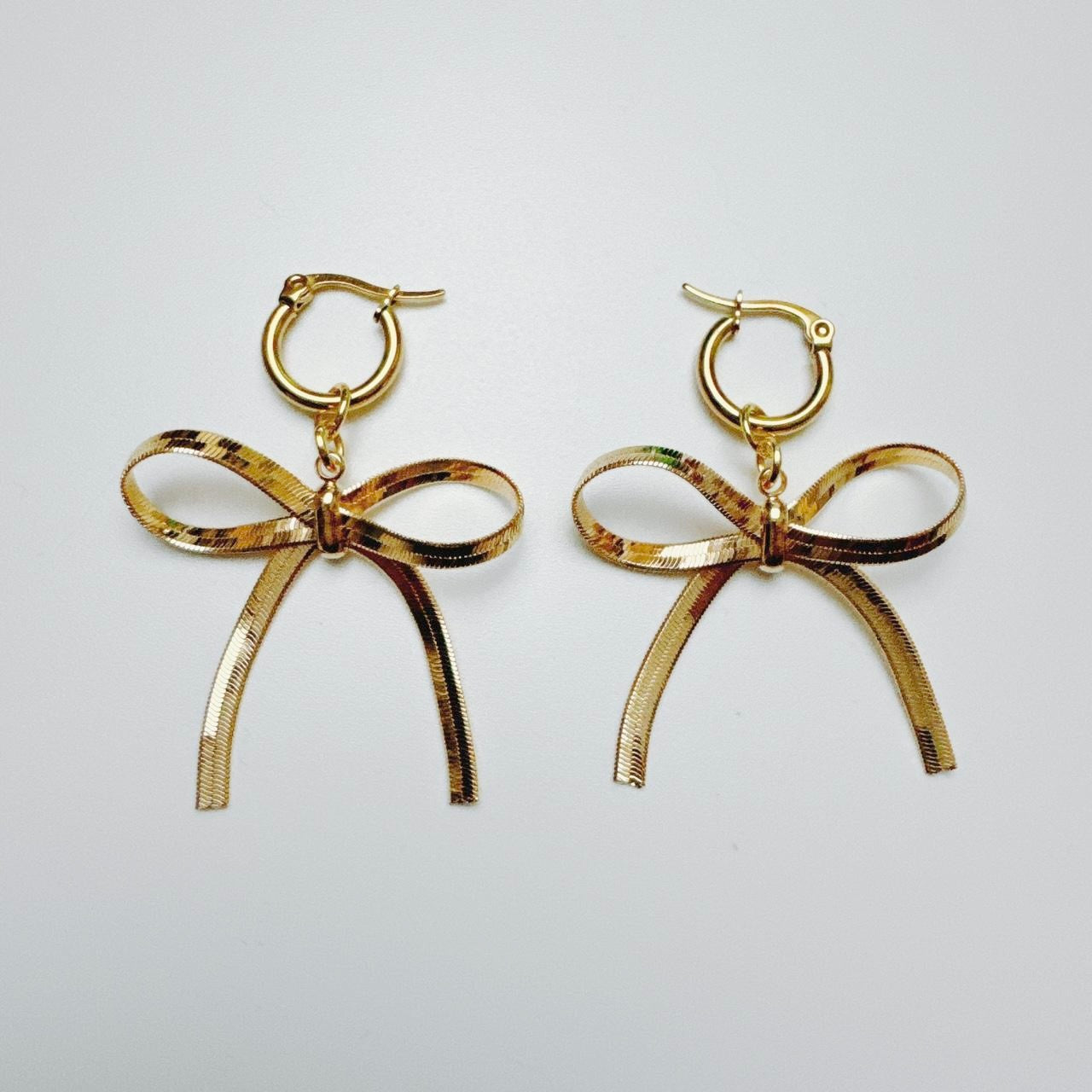 Gold Bow Hoop Earrings