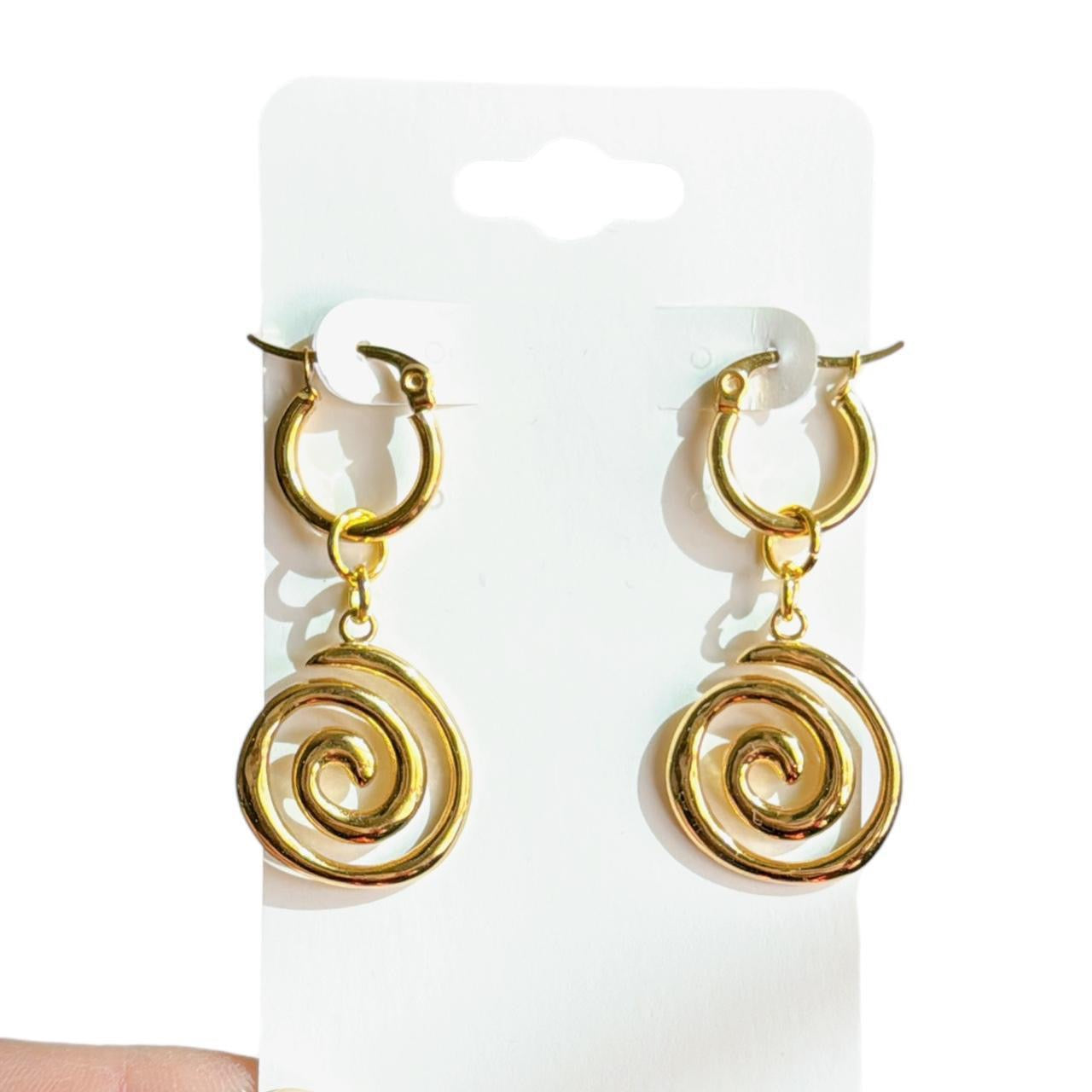 Gold Spiral Hoop Earrings