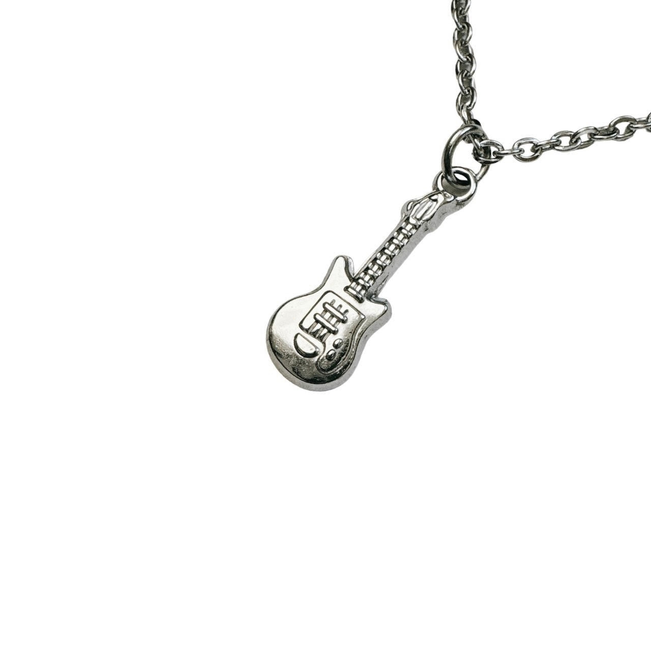 silver guitar necklace