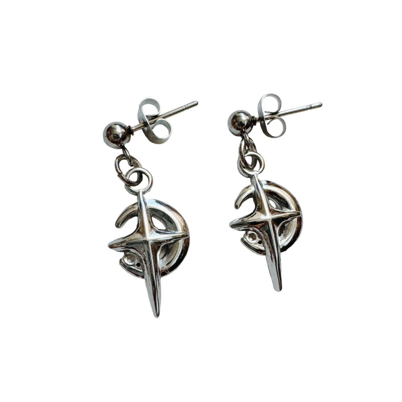 Silver Star Sparkle Moon Earrings