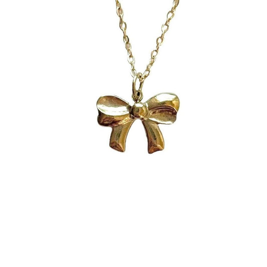 Gold Dainty Bow Necklace