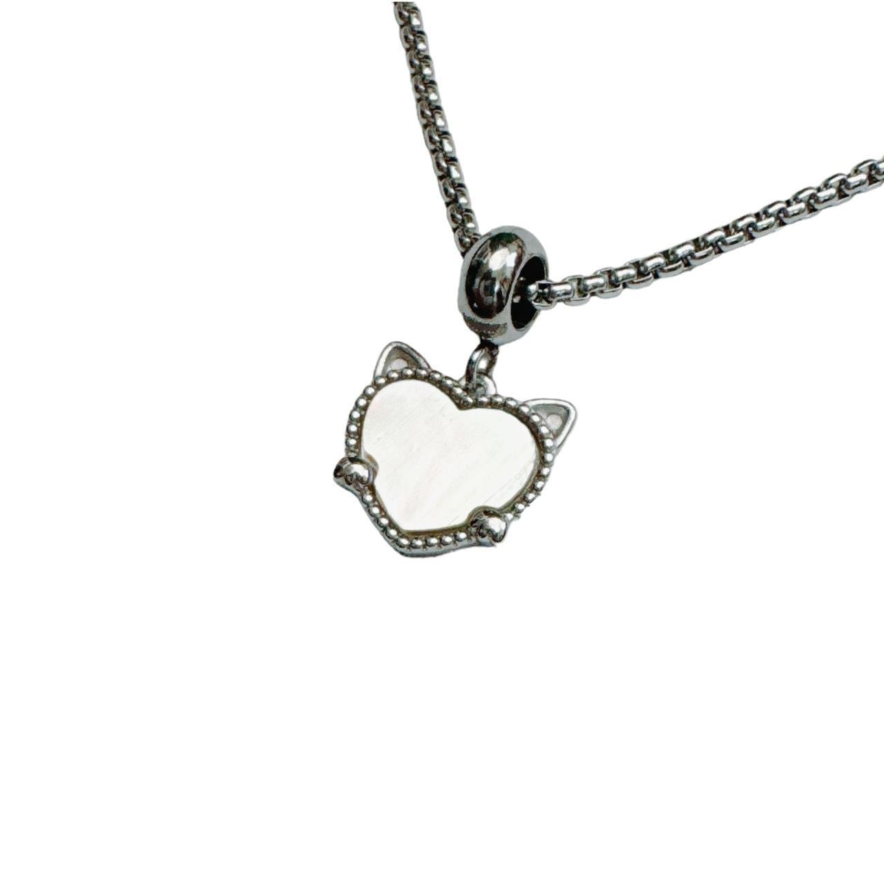 Silver Cat Shell Heart Necklace