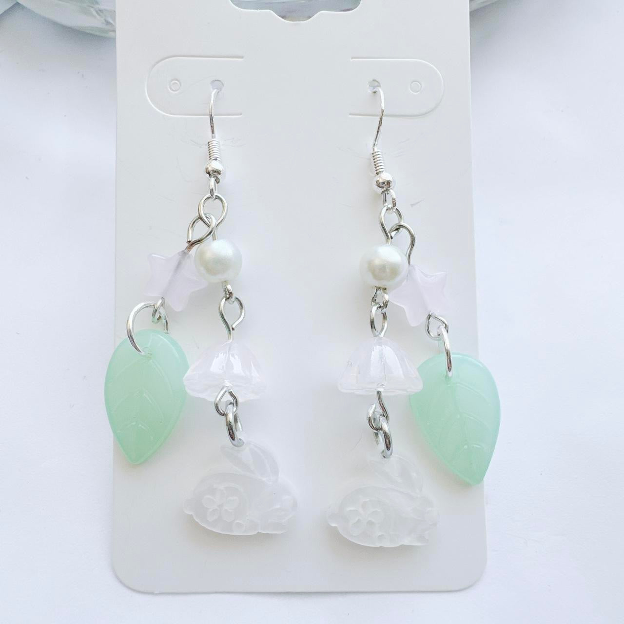 seashell bunny beaded earrings