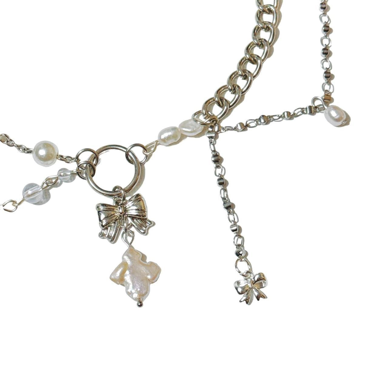 Pearl Cross Asymmetrical Necklace