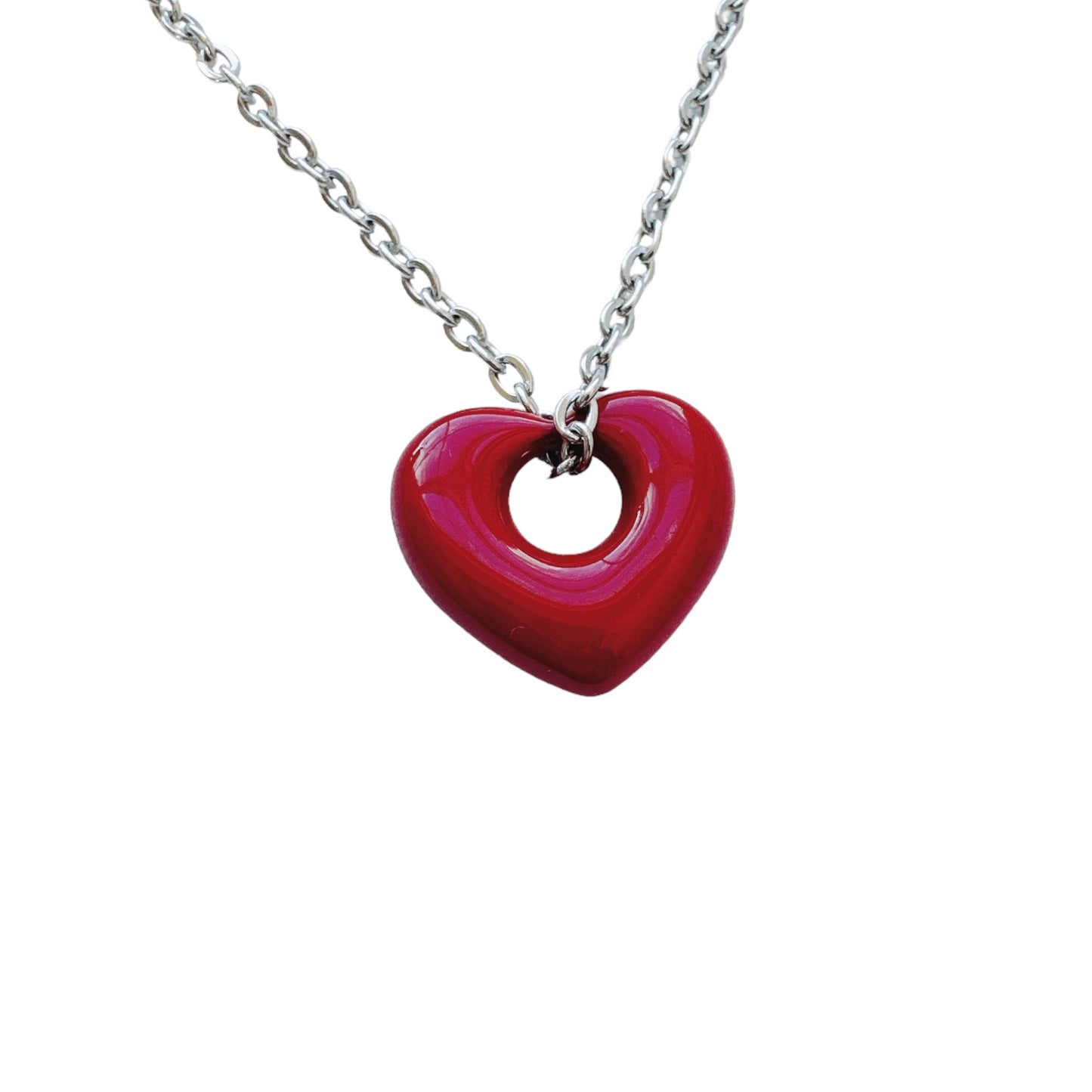 Red Puffy Heart Necklace