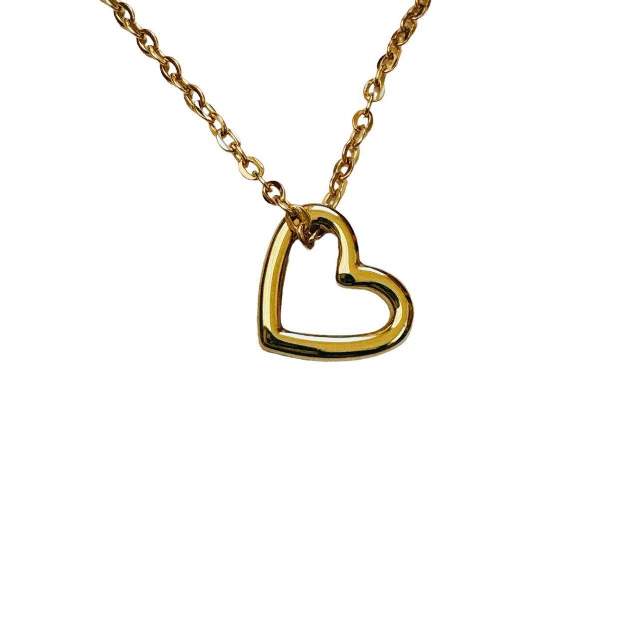 gold hollow heart necklace