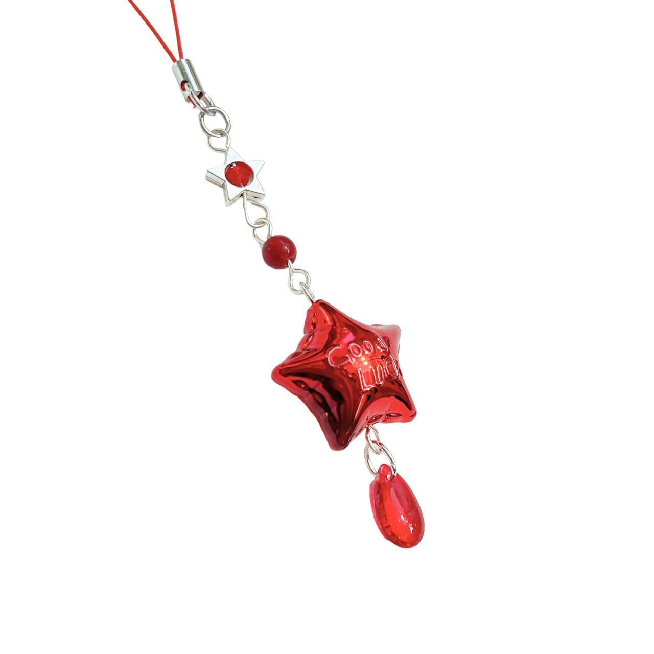 Good Luck Star Phone Charm - Red