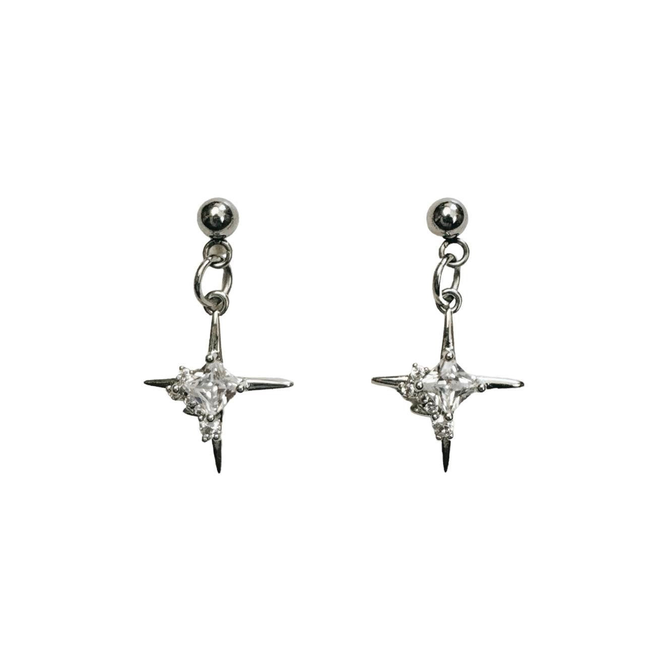 silver rhinestone sparkle star earrings