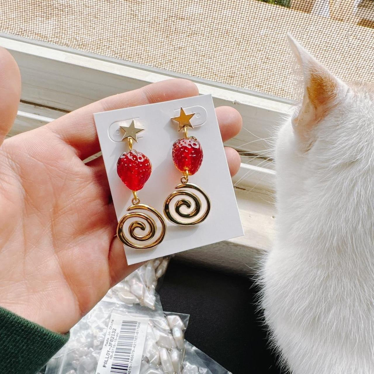 Gold Strawberry Swirl Earrings