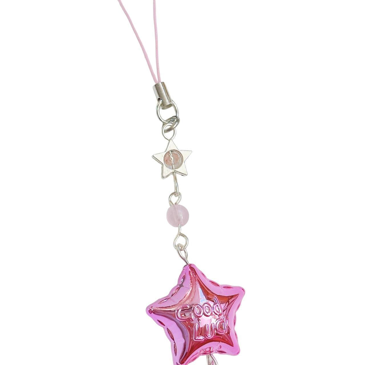 Good Luck Star Phone Charm - Pink