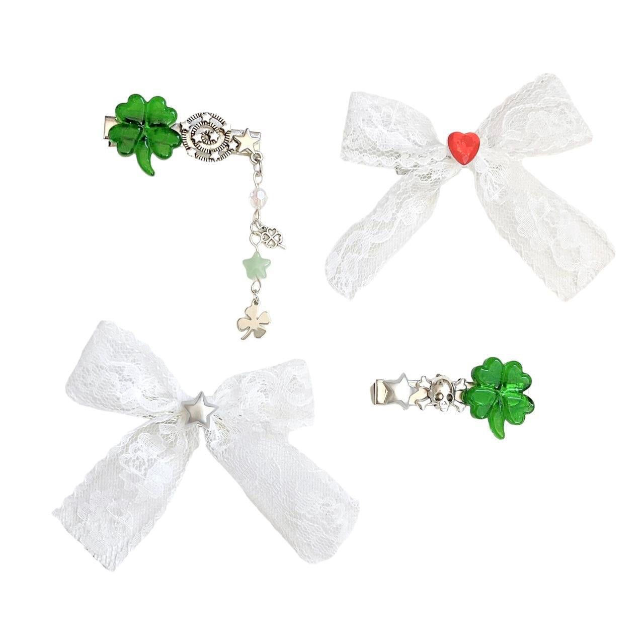 Beaded Clover Hair Clip