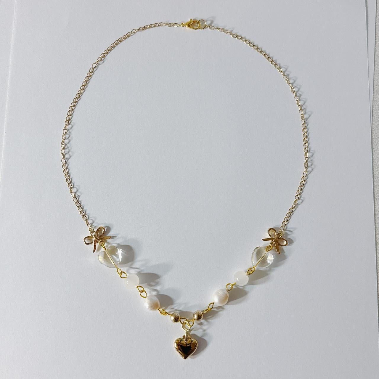 Gold Heart Beaded Necklace