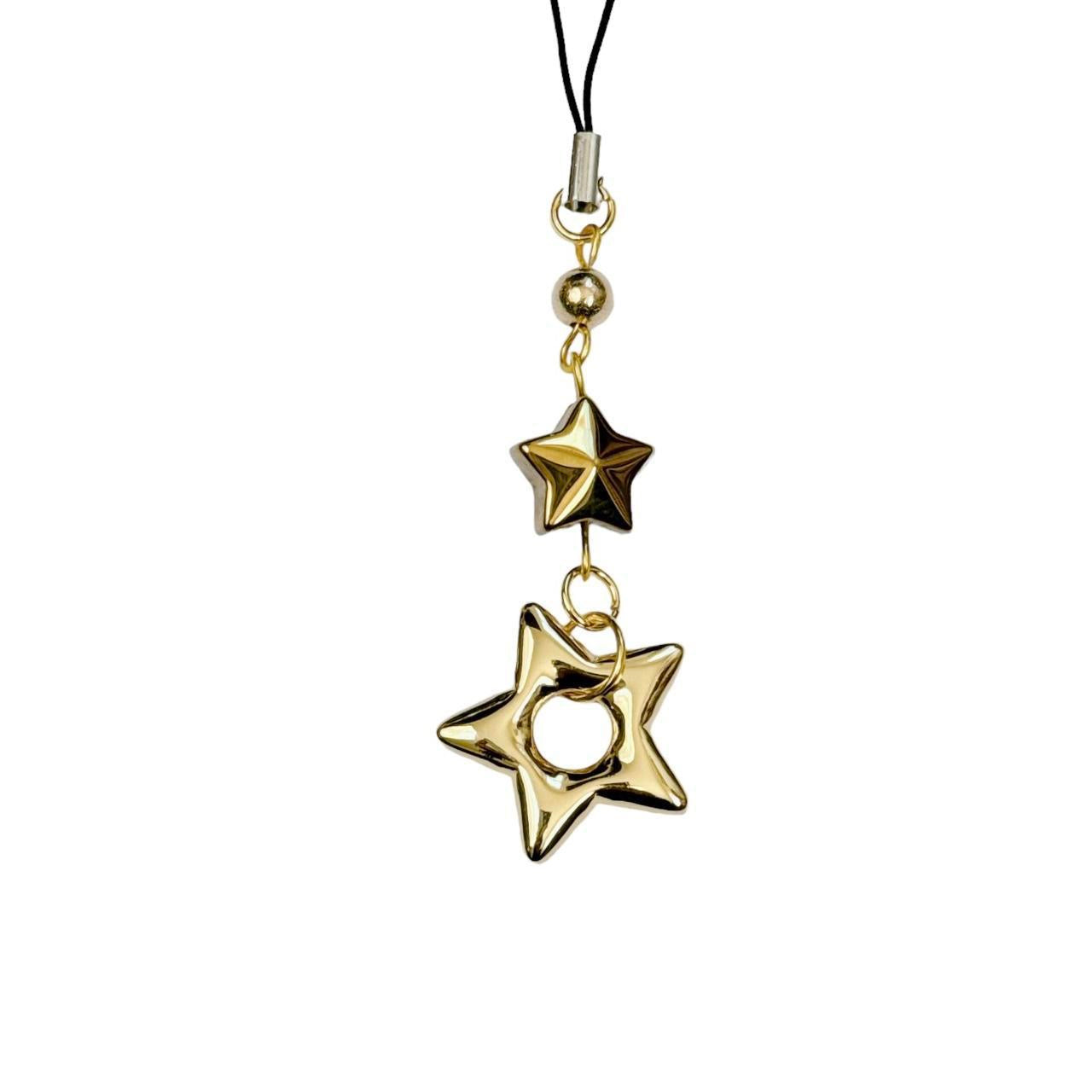 Gold Puffy Star Phone Charm