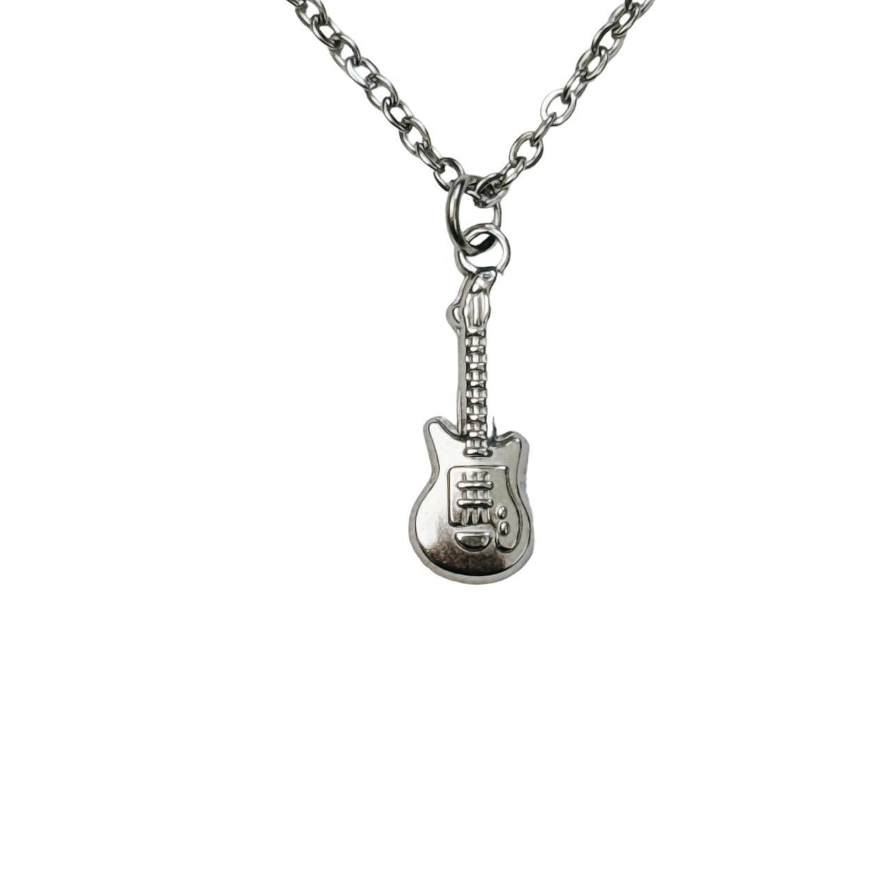 silver guitar necklace