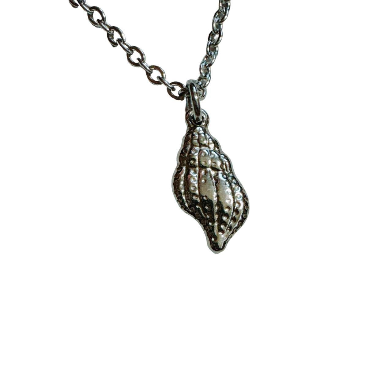 silver sea snail shell necklace