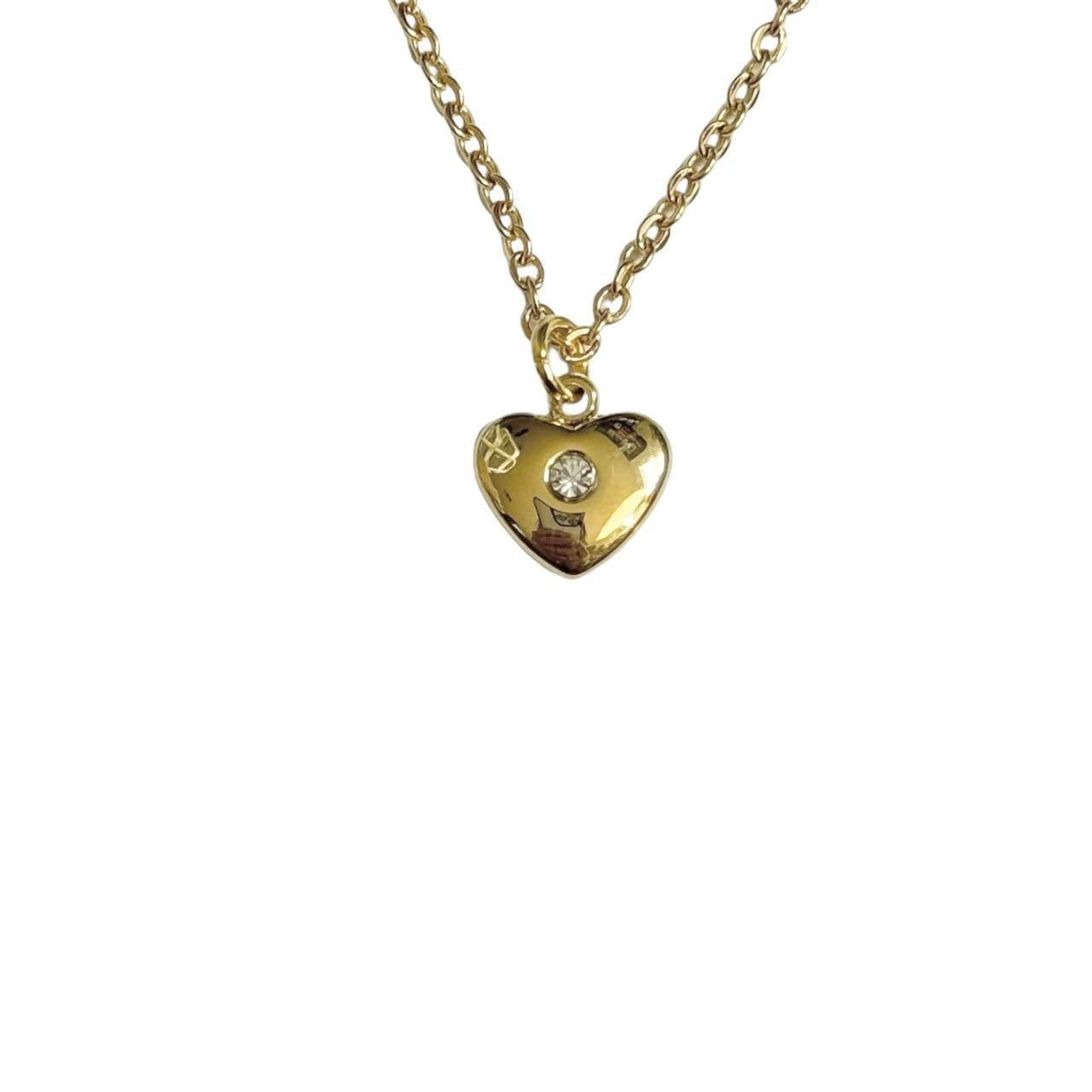 Gold Rhinestone Heart Necklace