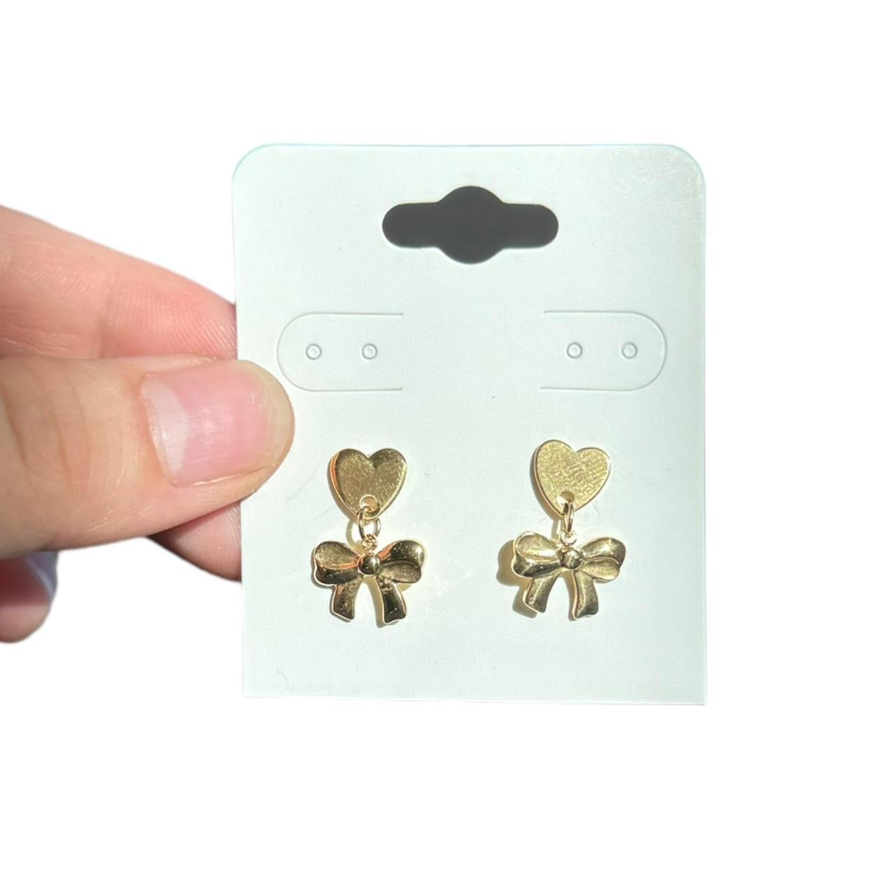 Gold Heart & Bow Earrings