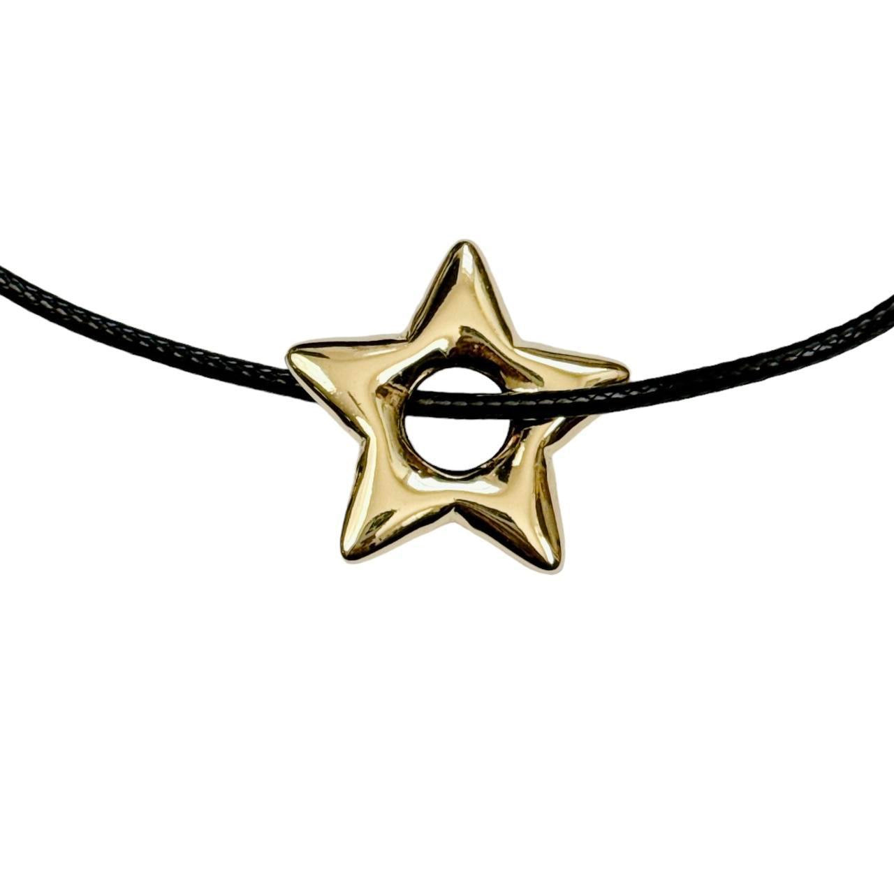 Gold Puffy Star Cord Necklace