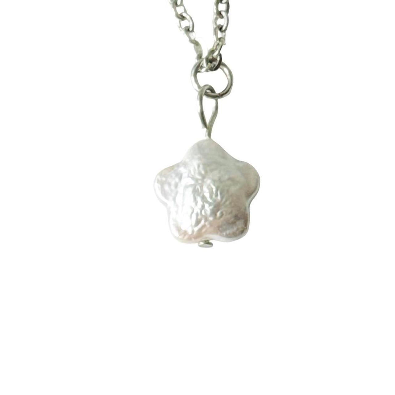 Silver Pearl Flower Necklace