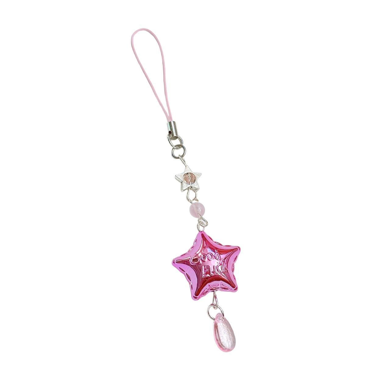 Good Luck Star Phone Charm - Pink