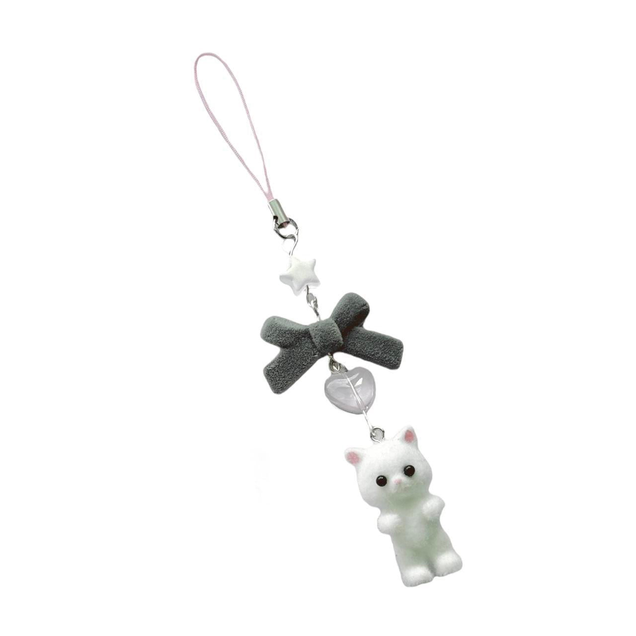 Flocky White Cat Phone Charm