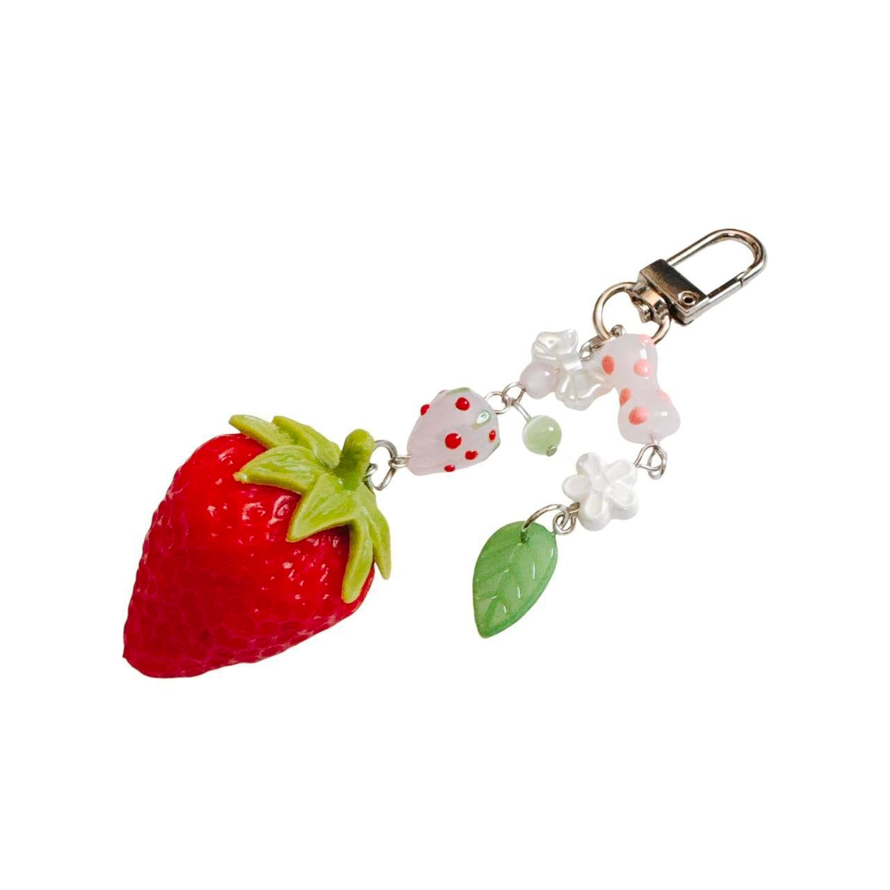 strawberry keychain - bow