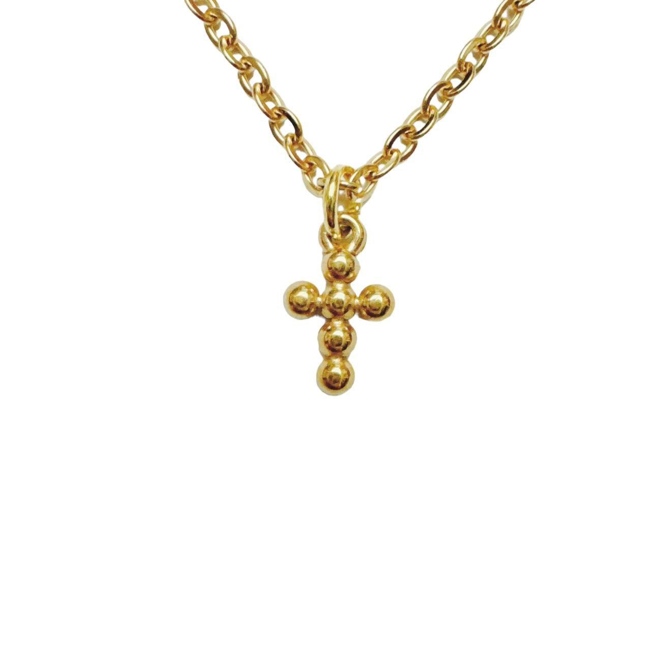 Gold Bubble Cross Necklace