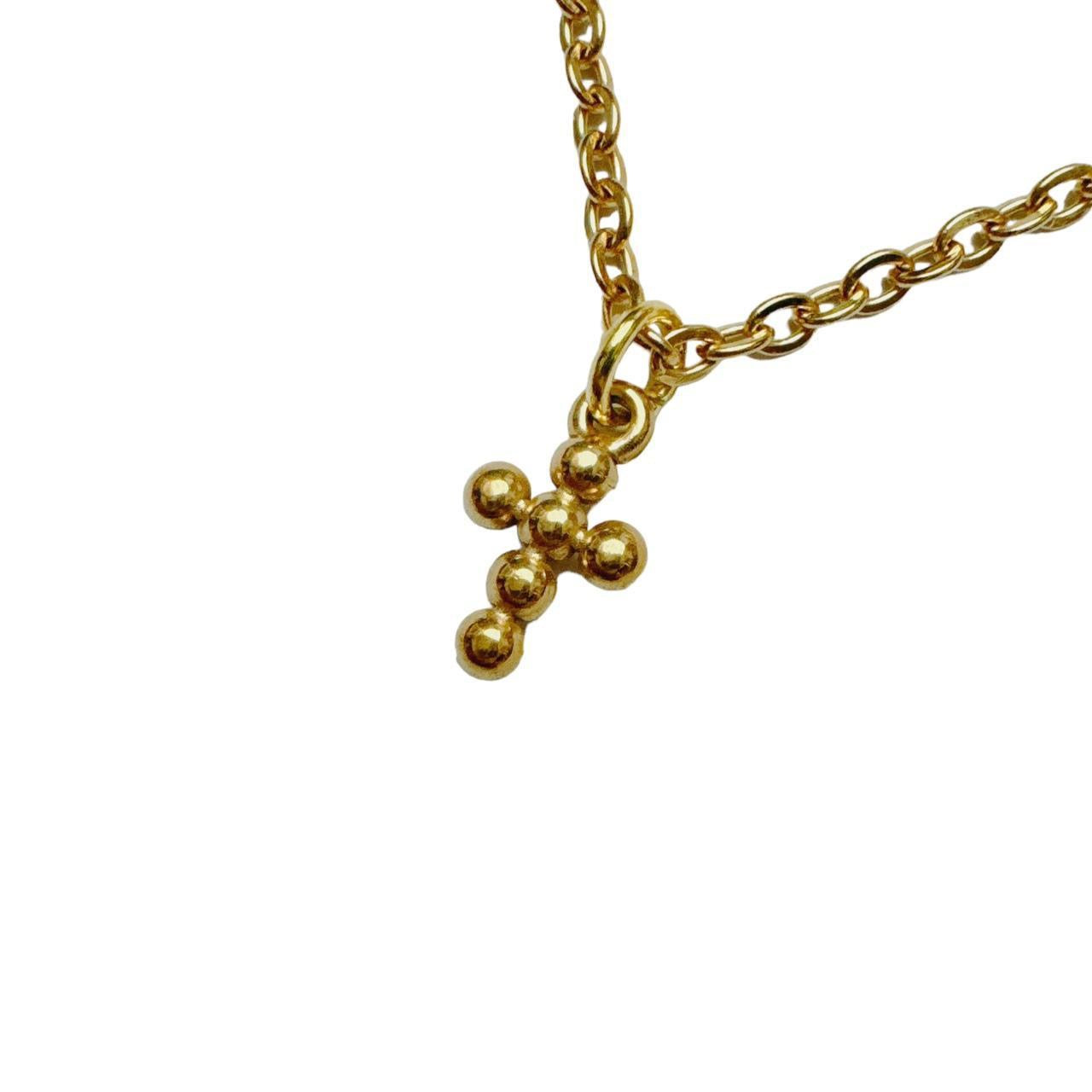 Gold Bubble Cross Necklace